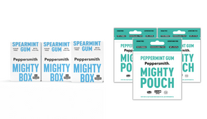 Mixed Pack English Xylitol Chewing Gum: 50g Mighty Box/Pouch (Pack of 6) - Subscribe & Save