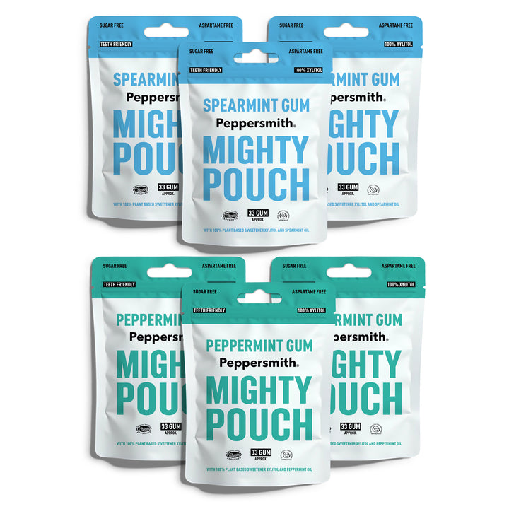 Mixed Pack English Xylitol Chewing Gum: 50g Mighty Pouch (Pack of 6) - Subscribe & Save