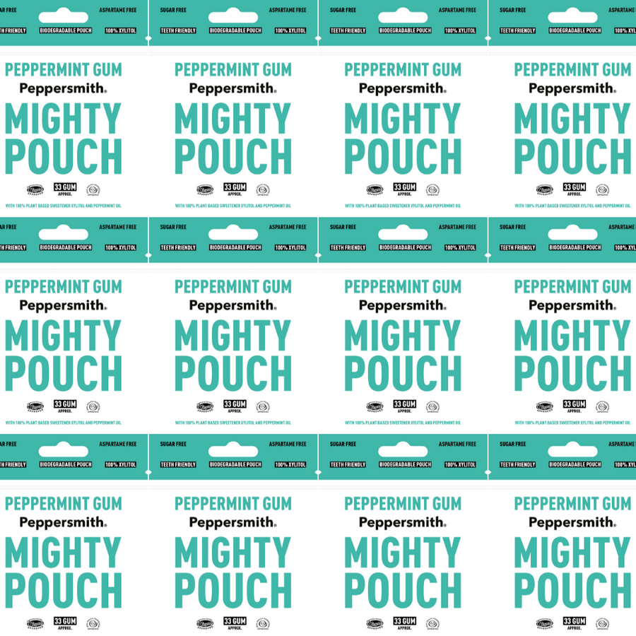 GUM: ENGLISH PEPPERMINT XYLITOL GUM - 50G MIGHTY POUCH (MIN ORDER 6)