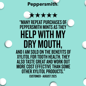 Mints: English Peppermint Xylitol Mints - 50g Mighty Pouch (Min. Order 6)