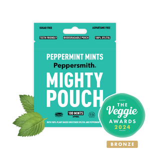 MINTS: ENGLISH PEPPERMINT XYLITOL MINTS - 60G MIGHTY POUCH (MIN ORDER 6)