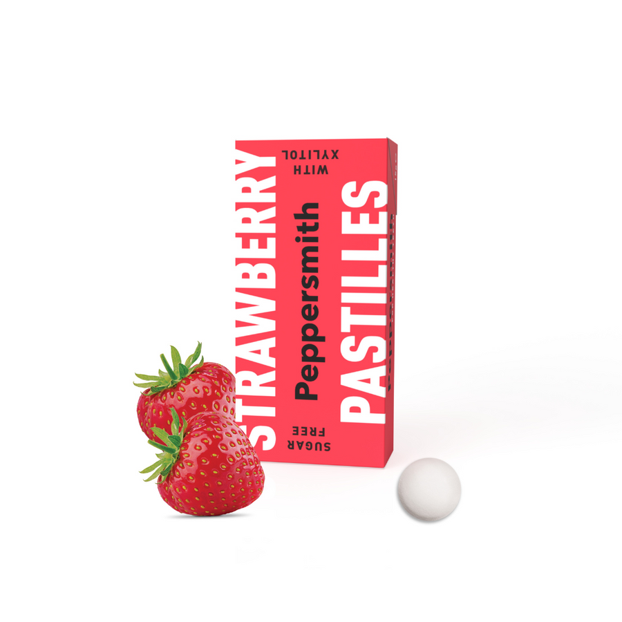 MINTS: STRAWBERRY XYLITOL MINTS - 12 X 15G POCKET PACKS