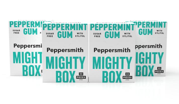 English Peppermint Xylitol Gum: 50g Mighty Box (Min order 4) - Subscribe & Save