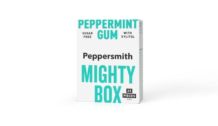 GUM: ENGLISH PEPPERMINT XYLITOL GUM - 50G MIGHTY BOX (MIN ORDER 6)