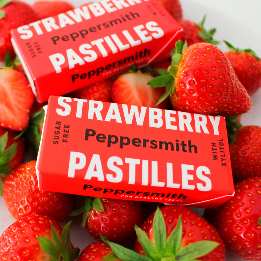 Smith Mints MINTS: STRAWBERRY XYLITOL MINTS - 12 X 15G POCKET PACKS