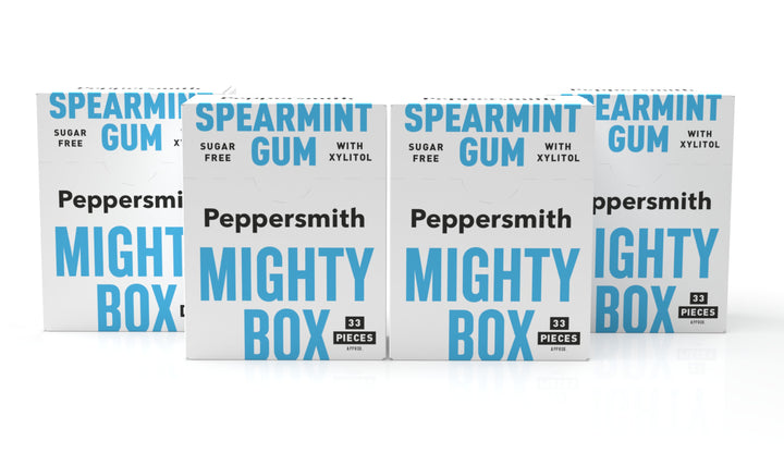 English Spearmint Xylitol Gum: 50g Mighty Box (Min order 4) - Subscribe & Save